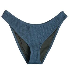 New! J.CREW Textured Curved Waist Cheeky Bikini Bottom Size XL Teal Blue